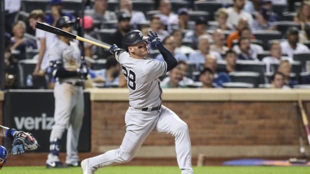 New York Yankees 3B Josh Donaldson hits double against New York Mets